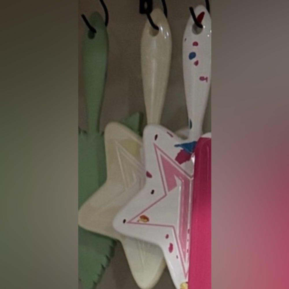 JSC White iridescent hand mirror
